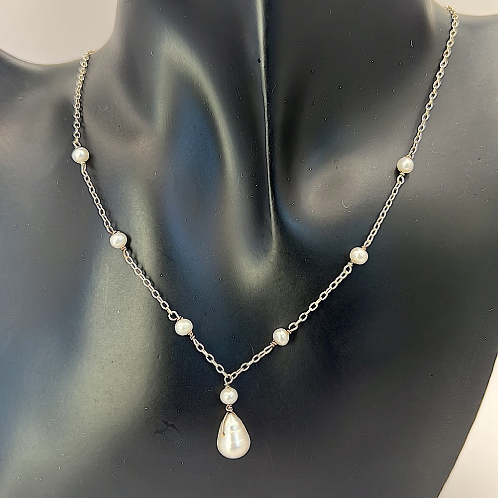 Genuine Pearl/Sterling Silver Necklace